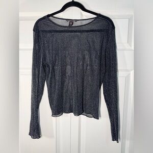 Victoria's Secret Black Sheer Sparkle Long-Sleeve Top